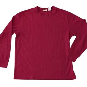 L.L.Bean Kids Waffle Knit Long-Sleeve Crewneck Red Tee Size L (14–16)